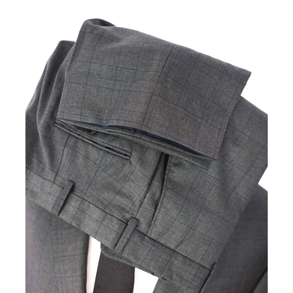 $1,695 LORO PIANA For HICKEY FREEMAN-Gray Plaid Wool Suit- 46R